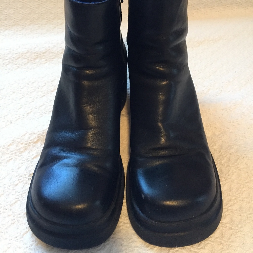 Nine West Cloud 9 Black Leather Ankle Boots, 11